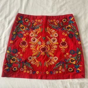 Red Small Altar'd State Embroidered Skirt